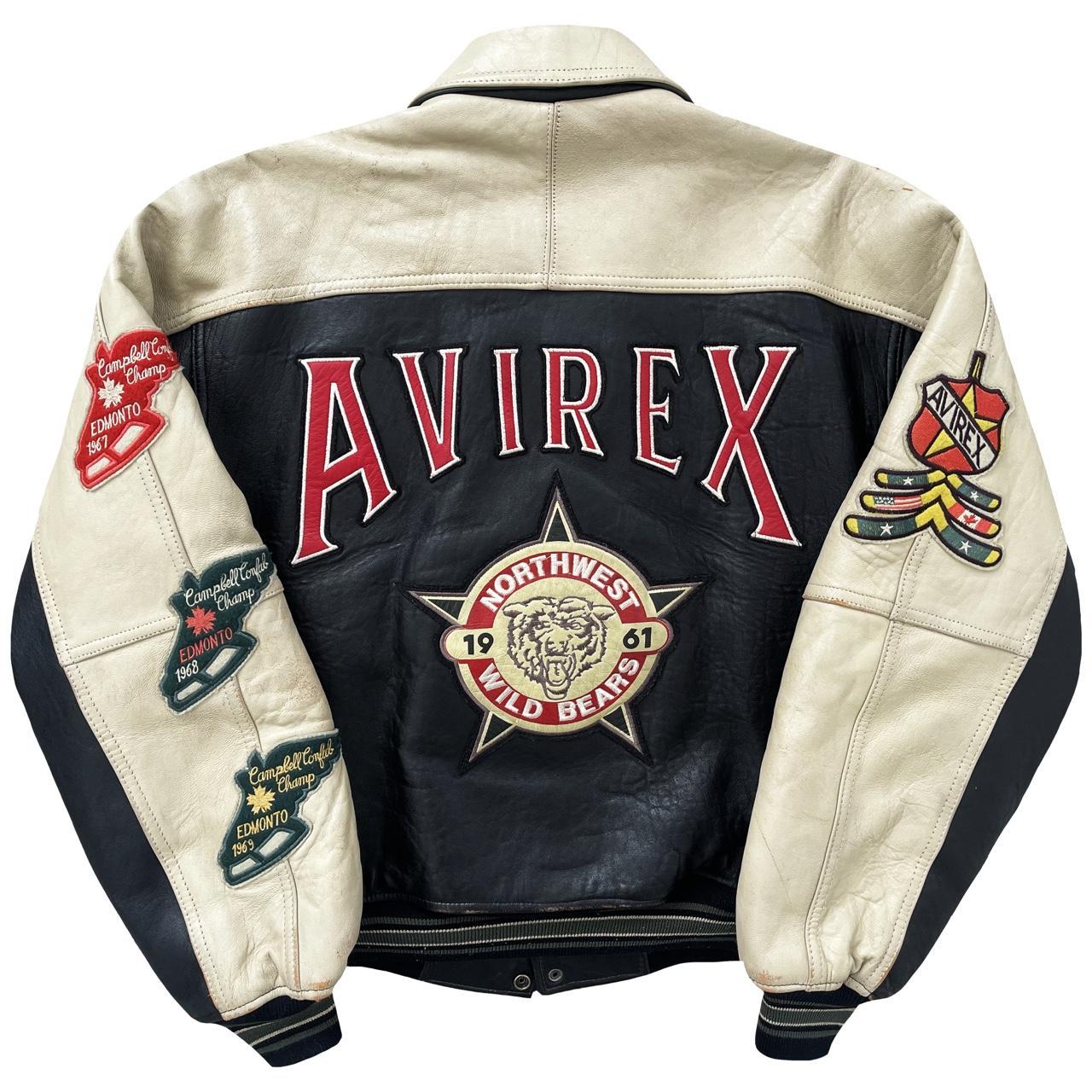 Avirex leather 2025 varsity jacket