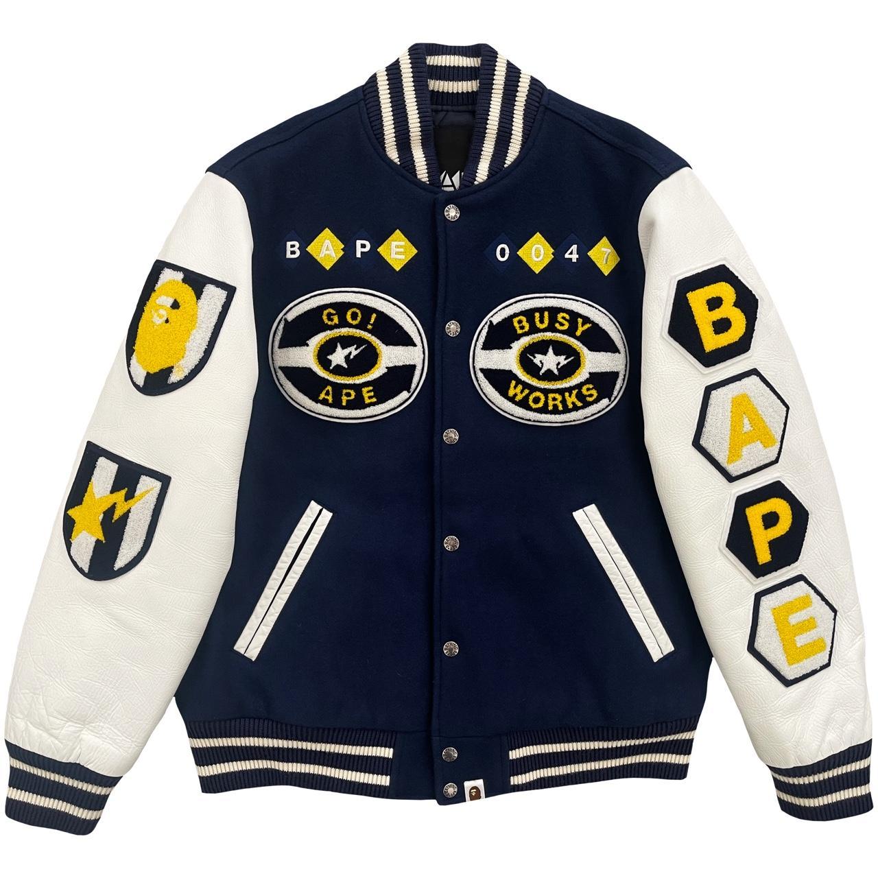 Bape varsity jacket on sale black