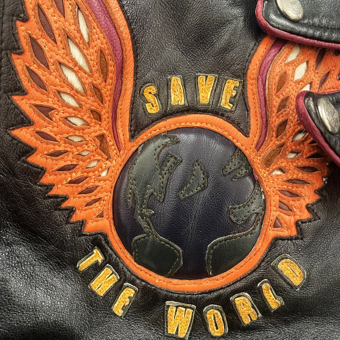 Jeff Hamilton 'Save The World Now' Leather Biker Jacket - M