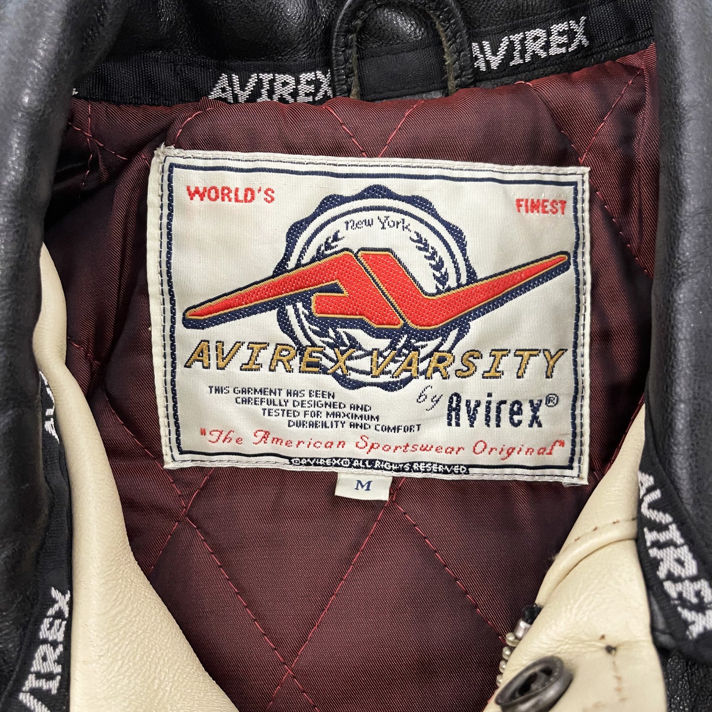 Avirex Double Dragon Leather Varsity Jacket - M