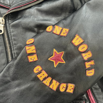 Jeff Hamilton 'Save The World Now' Leather Biker Jacket - M