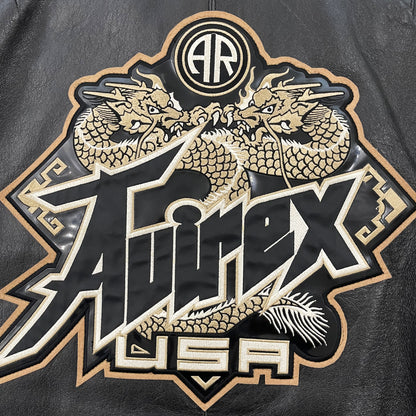 Avirex Double Dragon Leather Varsity Jacket - M