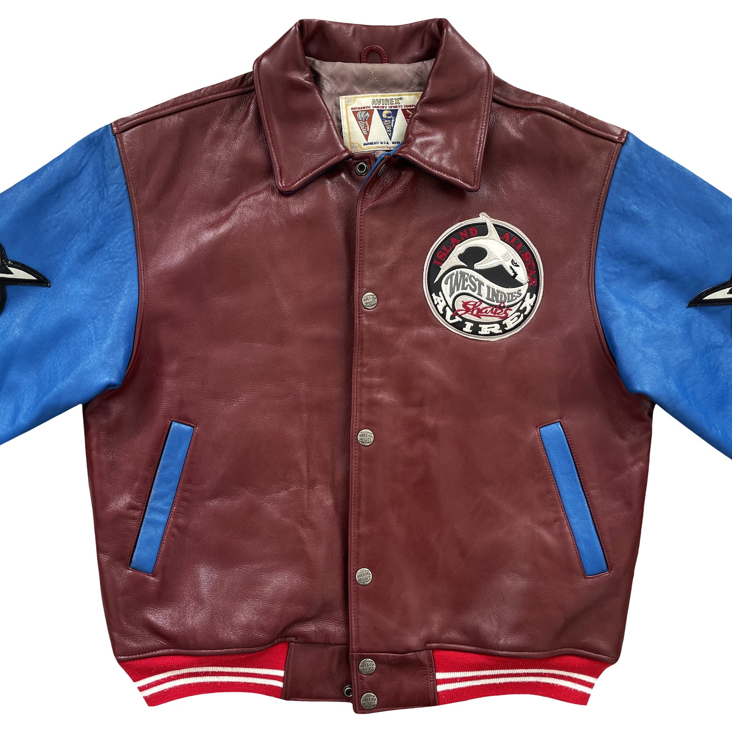 Avirex West Indies Sharks Leather Varsity Jacket - M