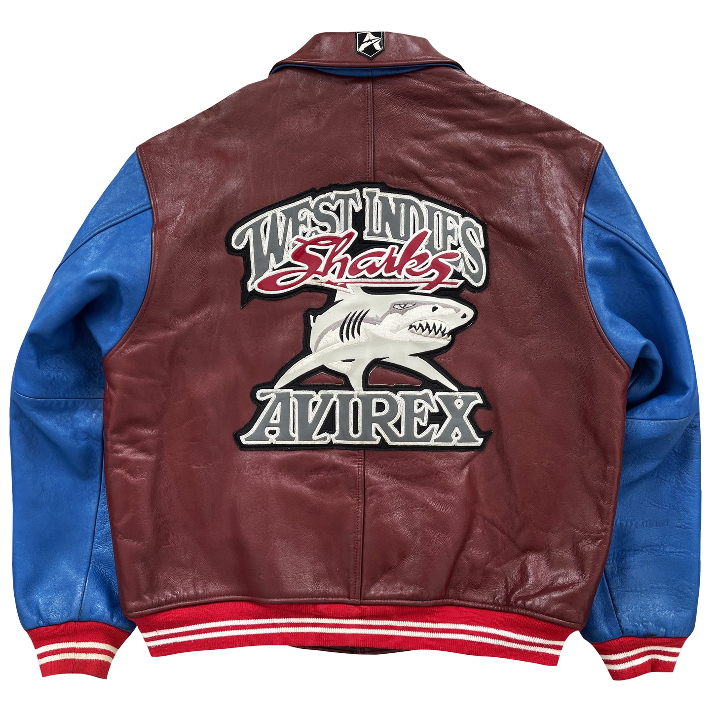 Avirex West Indies Sharks Leather Varsity Jacket - M