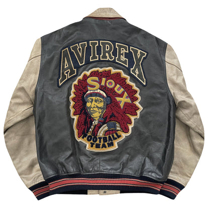 Avirex Sioux Football Team Leather Varsity Jacket - S