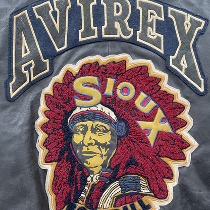 Avirex Sioux Football Team Leather Varsity Jacket - S