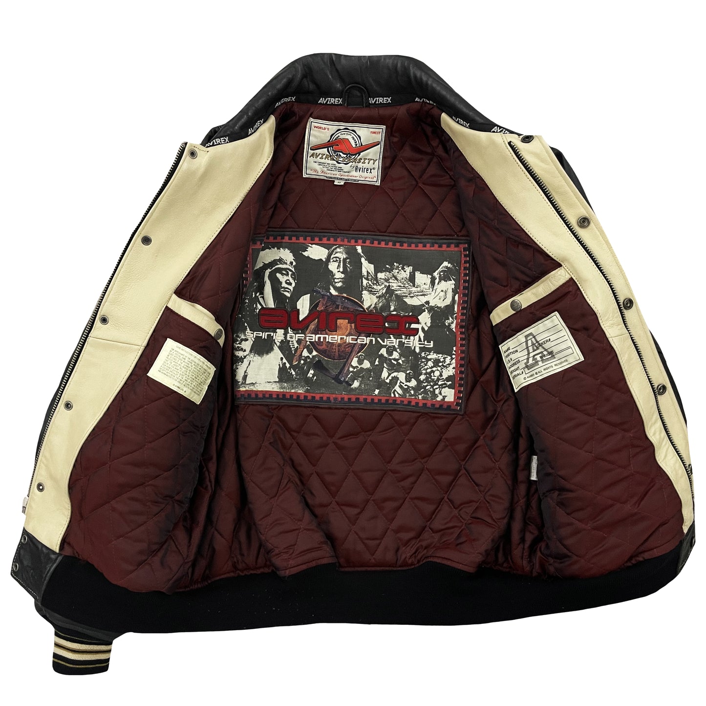 Avirex Double Dragon Leather Varsity Jacket - M