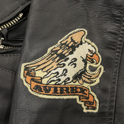 Avirex 'Victory or Death' Leather Biker Motorcycle Jacket - S