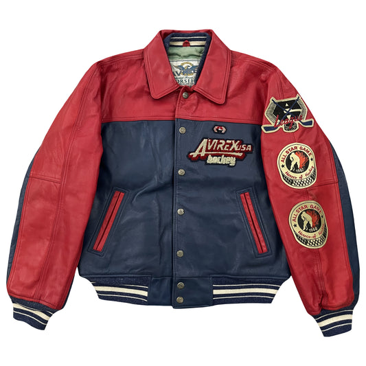 Avirex Hockey League Leather Varsity Jacket - M