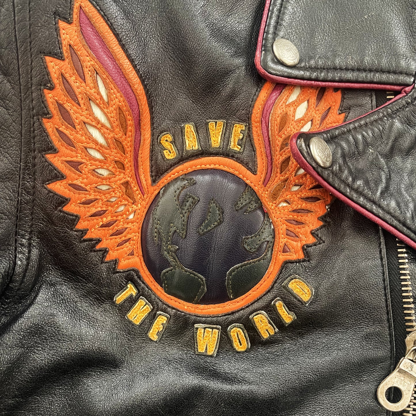 Jeff Hamilton 'Save The World Now' Leather Biker Jacket - M