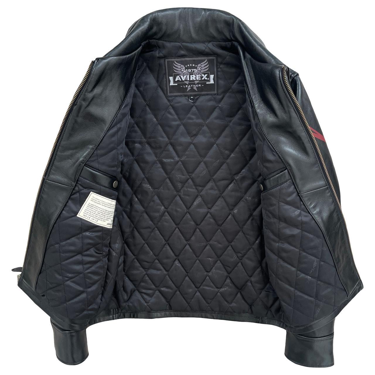 Black avirex 2025 leather jacket